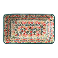 A picture of a Polish Pottery CA 8" x 5" Bread Baker (Tulip Burst) | A603-U4226 as shown at PolishPotteryOutlet.com/products/bread-baker-tulip-burst-a603-u4226