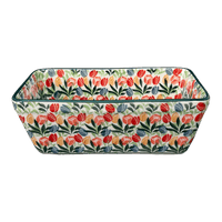 A picture of a Polish Pottery 8" x 5" Bread Baker (Tulip Burst) | A603-U4226 as shown at PolishPotteryOutlet.com/products/bread-baker-tulip-burst-a603-u4226