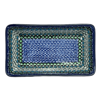 A picture of a Polish Pottery 8" x 5" Bread Baker (Mediterranean Waves) | A603-U72 as shown at PolishPotteryOutlet.com/products/8-x-5-bread-baker-mediterranean-waves-a603-u72
