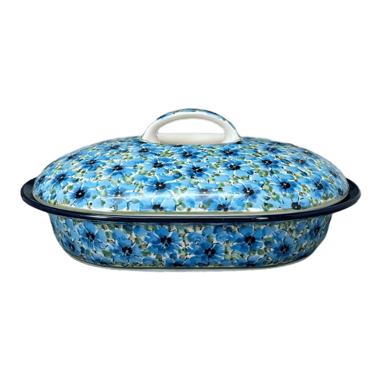 Casserole, Covered, 10" x 7.75" Small in "Bachelor Button Bouquet" by Ceramika Artystyczna | A617-U4929