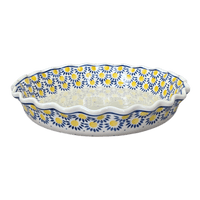 A picture of a Polish Pottery CA 10" Quiche/Pie Dish (Sunny Circle) | A636-0215 as shown at PolishPotteryOutlet.com/products/10-quiche-pie-dish-sunny-circle-a636-0215