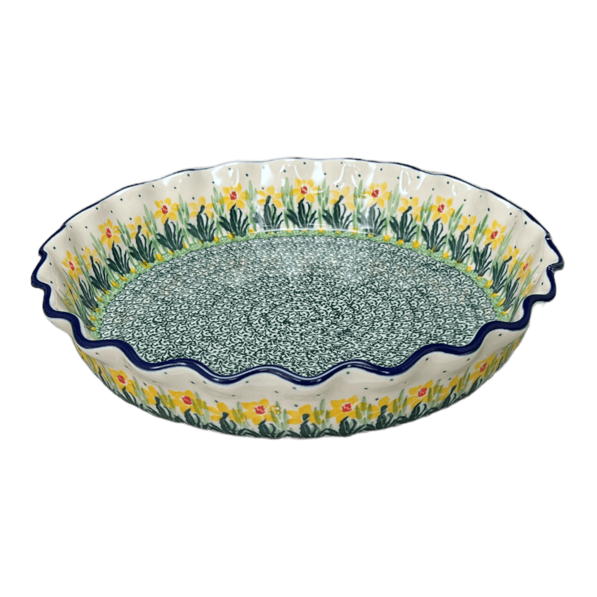 Quiche/Pie Dish, 10" in "Daffodils in Bloom" by Ceramika Artystyczna | A636-2122X