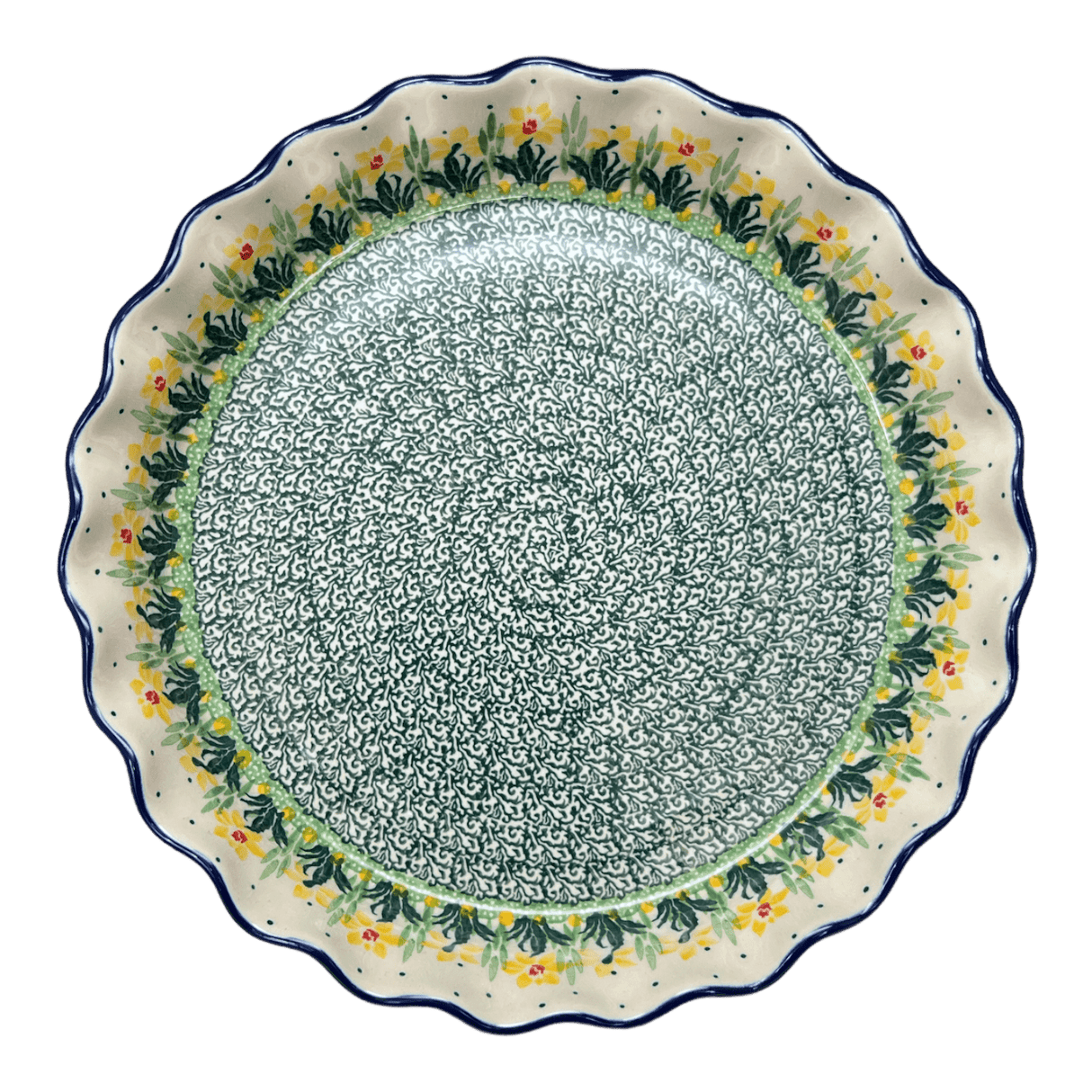 Quiche/Pie Dish, 10" in "Daffodils in Bloom" by Ceramika Artystyczna | A636-2122X