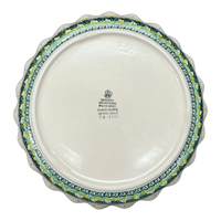 A picture of a Polish Pottery CA 10" Quiche/Pie Dish (Daffodils in Bloom) | A636-2122X as shown at PolishPotteryOutlet.com/products/10-quiche-pie-dish-daffodils-in-bloom-a636-2122x