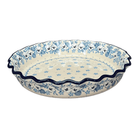 A picture of a Polish Pottery 10" Quiche/Pie Dish (Pansy Blues) | A636-2346X as shown at PolishPotteryOutlet.com/products/10-quiche-pie-dish-pansy-blues-a636-2346x