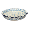 Polish Pottery CA 10" Quiche/Pie Dish (Pansy Blues) | A636-2346X at PolishPotteryOutlet.com