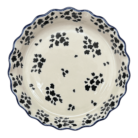 Polish Pottery CA 10" Quiche/Pie Dish (Cowabunga - Blue Rim) | A636-2417X Additional Image at PolishPotteryOutlet.com