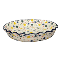 A picture of a Polish Pottery 10" Quiche/Pie Dish (Star Shower) | A636-359X as shown at PolishPotteryOutlet.com/products/10-quiche-pie-dish-star-shower-a636-359x