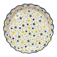 A picture of a Polish Pottery CA 10" Quiche/Pie Dish (Star Shower) | A636-359X as shown at PolishPotteryOutlet.com/products/10-quiche-pie-dish-star-shower-a636-359x