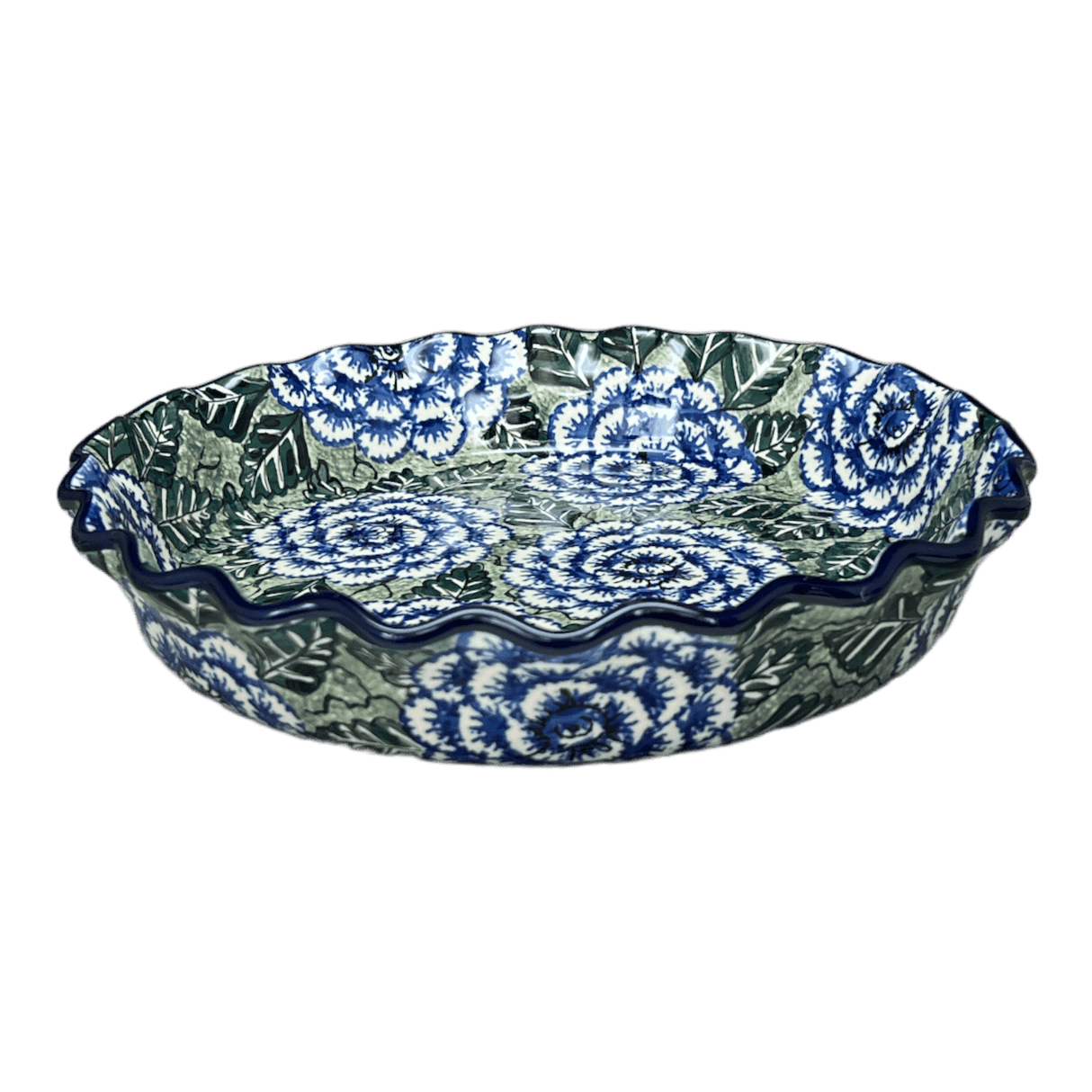 Quiche/Pie Dish, 10" in "Blue Dahlia" by Ceramika Artystyczna | A636-U1473