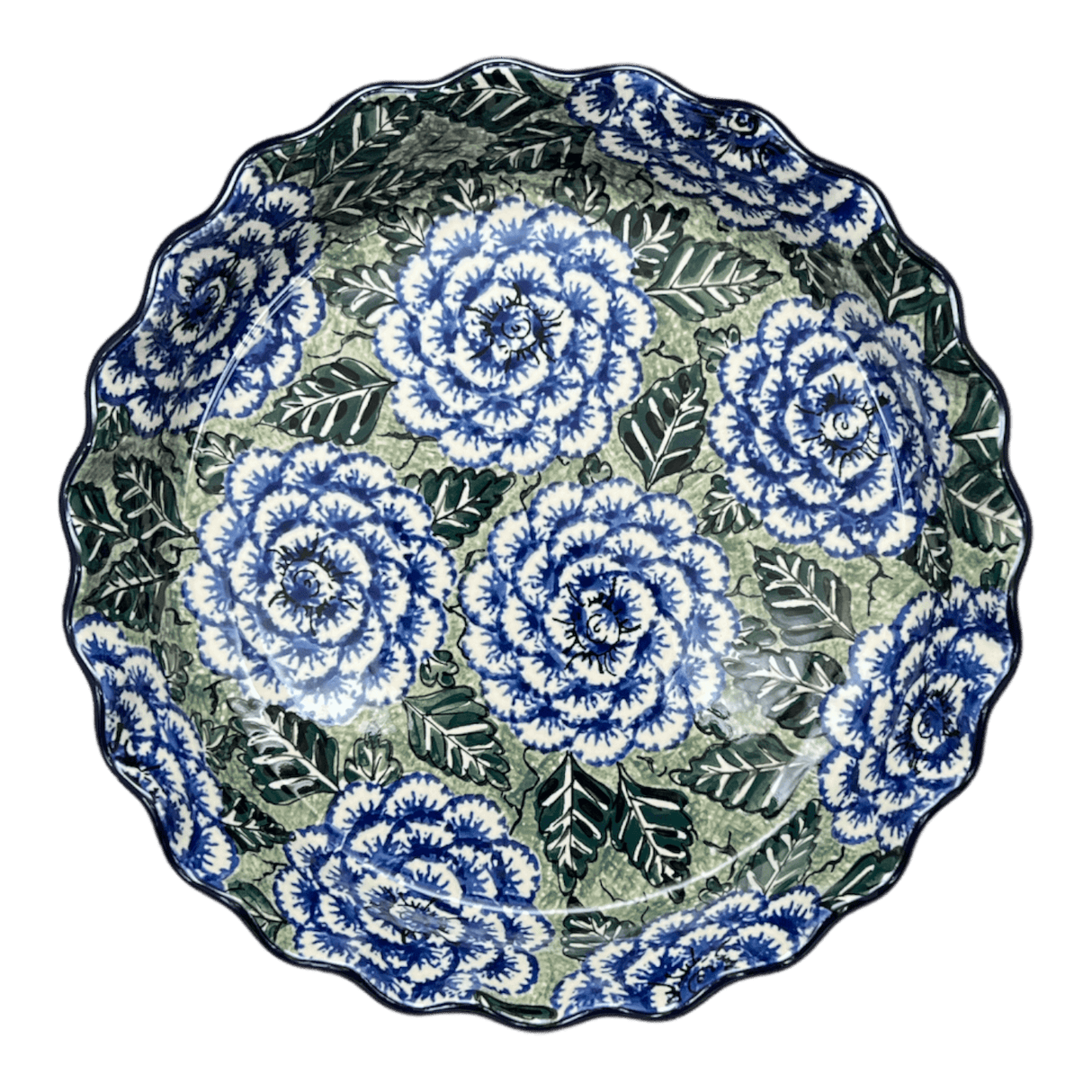 Quiche/Pie Dish, 10" in "Blue Dahlia" by Ceramika Artystyczna | A636-U1473