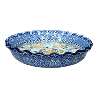 A picture of a Polish Pottery 10" Quiche/Pie Dish (Poseidon's Treasure) | A636-U1899 as shown at PolishPotteryOutlet.com/products/10-quiche-pie-dish-poseidons-treasure-a636-u1899