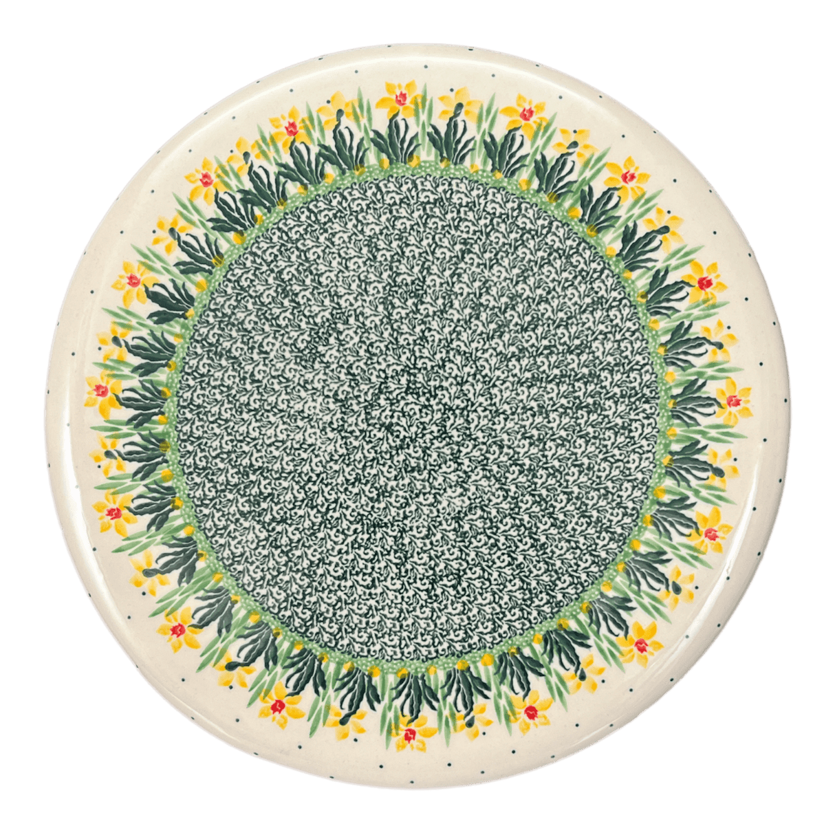 Plate, Round, With Stand, 11" in "Daffodils in Bloom" by Ceramika Artystyczna | A659-2122X