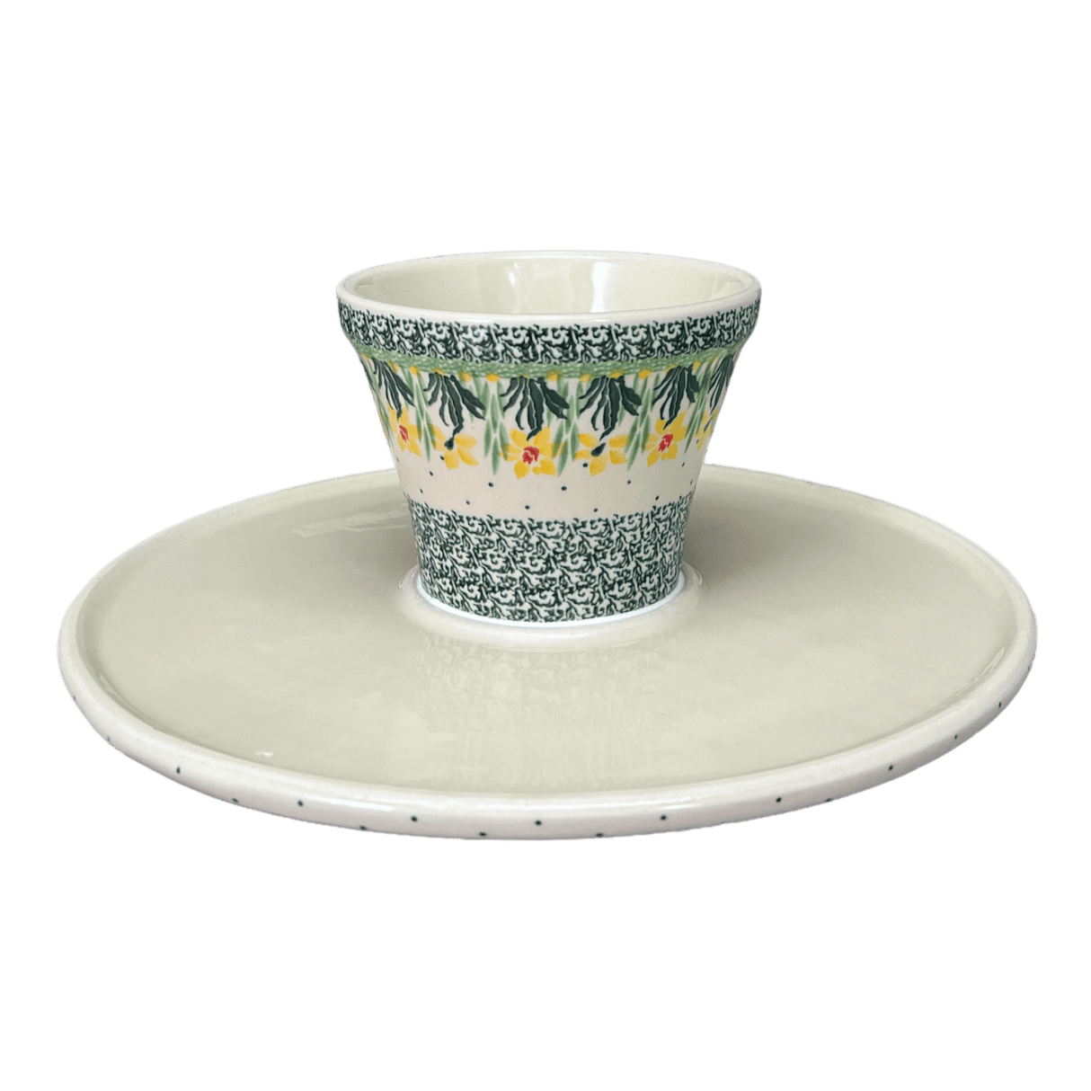 Plate, Round, With Stand, 11" in "Daffodils in Bloom" by Ceramika Artystyczna | A659-2122X