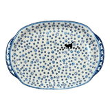 Tray, Oval, Handles, 10.75" x 15.25" in "Cat Tracks" by Ceramika Artystyczna | A684-1771