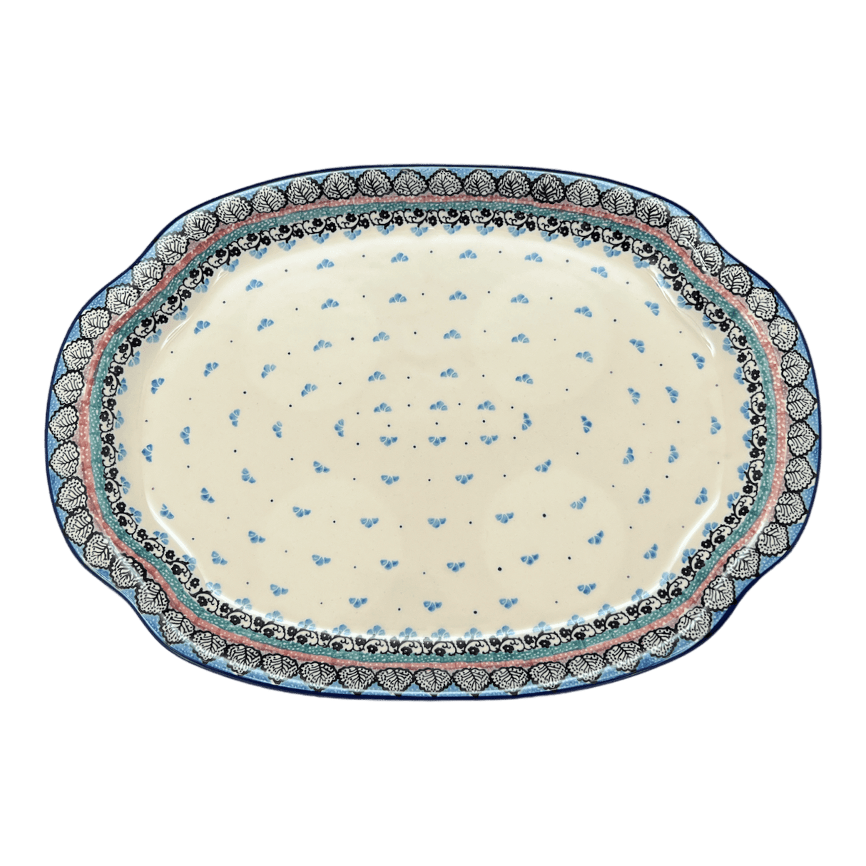 Tray, Oval, Handles, 10.75" x 15.25" in "Winter Aspen" by Ceramika Artystyczna | A684-1995X