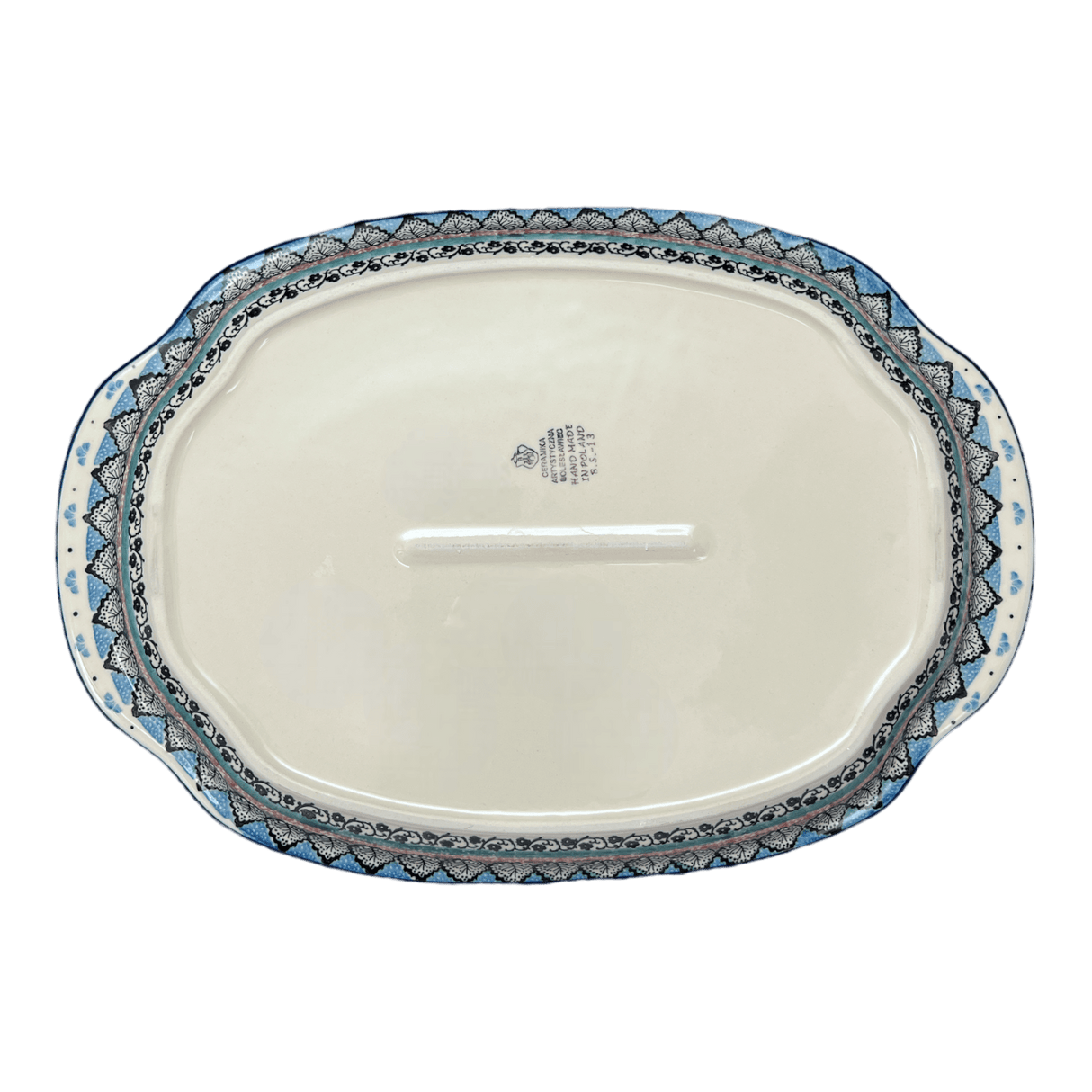 Tray, Oval, Handles, 10.75" x 15.25" in "Winter Aspen" by Ceramika Artystyczna | A684-1995X