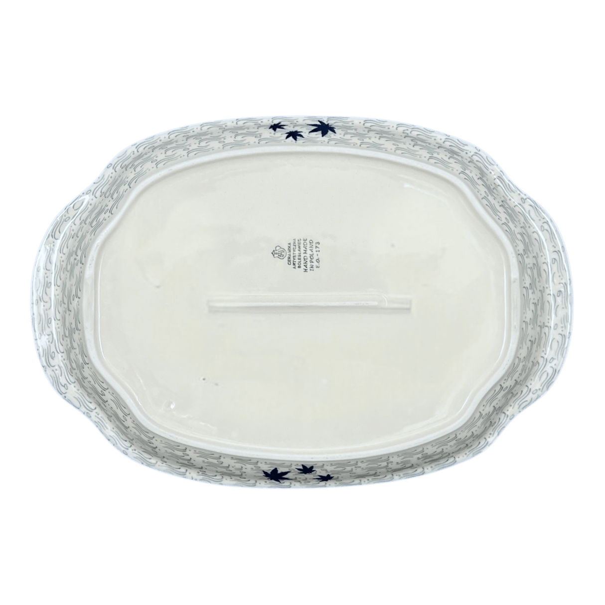 Tray, Oval, Handles, 10.75" x 15.25" in "Blue Sweetgum" by Ceramika Artystyczna | A684-2545X