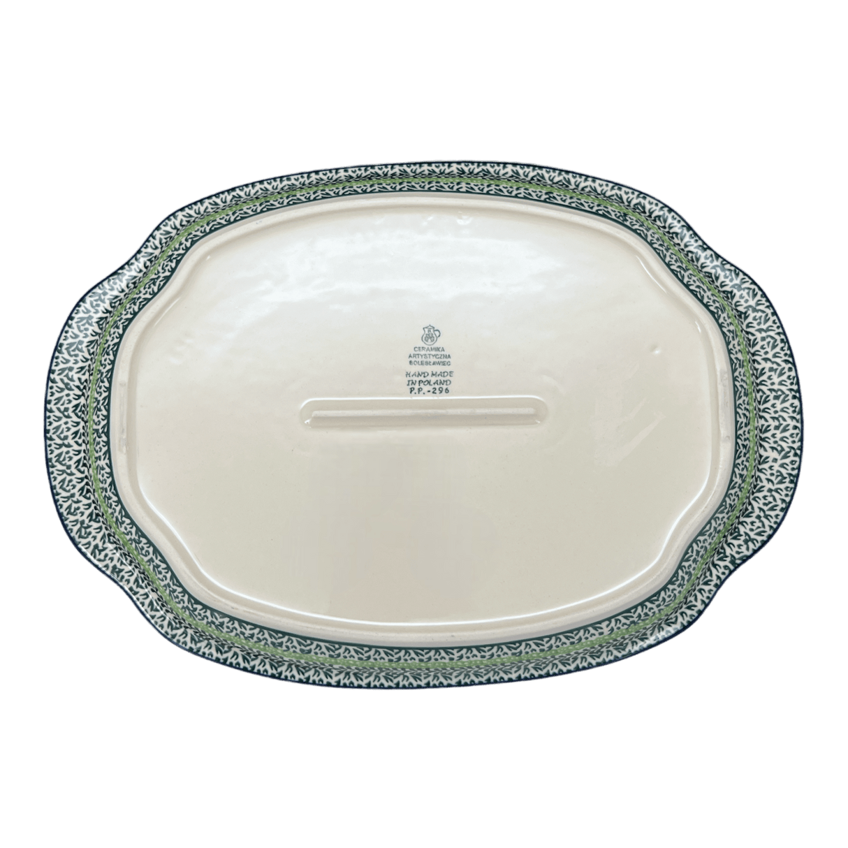 Tray, Oval, Handles, 10.75" x 15.25" in "Lemons and Leaves" by Ceramika Artystyczna | A684-2749X