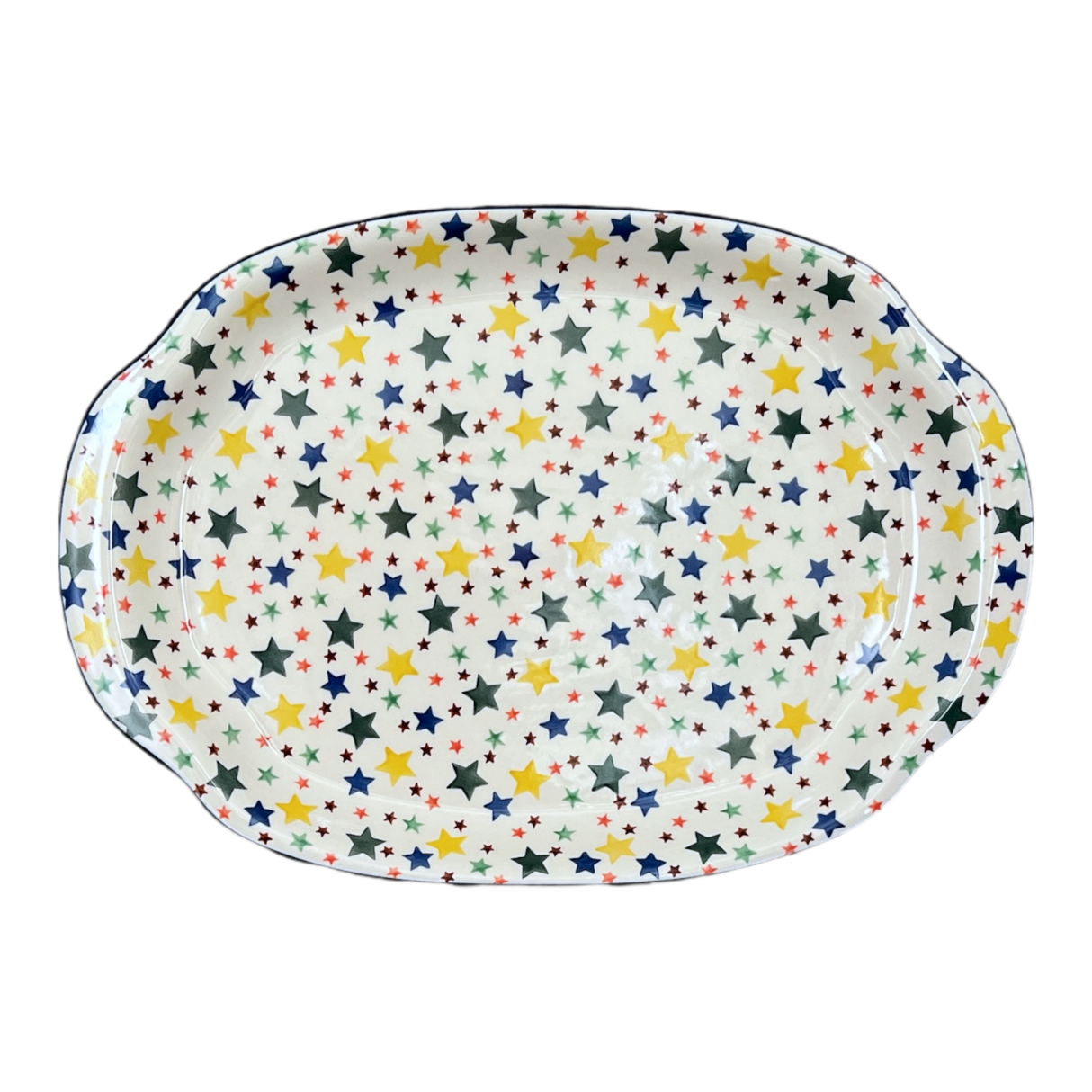 Tray, Oval, Handles, 10.75" x 15.25" in "Star Shower" by Ceramika Artystyczna | A684-359X