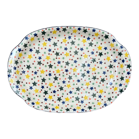 Tray, Oval, Handles, 10.75" x 15.25" in "Star Shower" by Ceramika Artystyczna | A684-359X