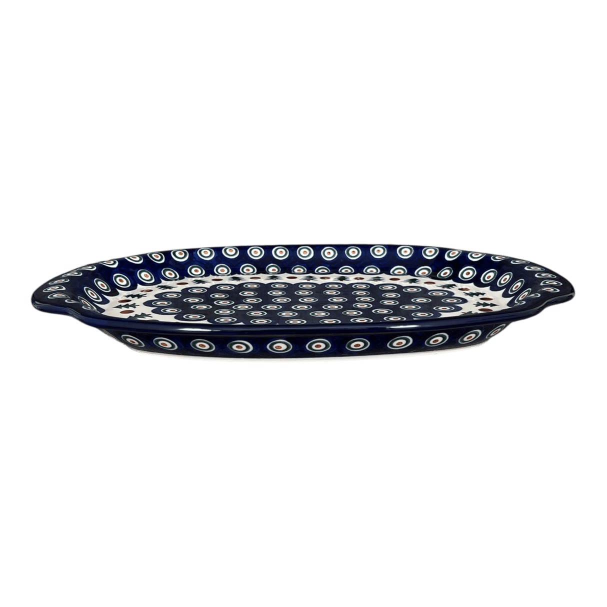 Tray, Oval, Handles, 10.75" x 15.25" in "Peacock Pine" by Ceramika Artystyczna | A684-366X