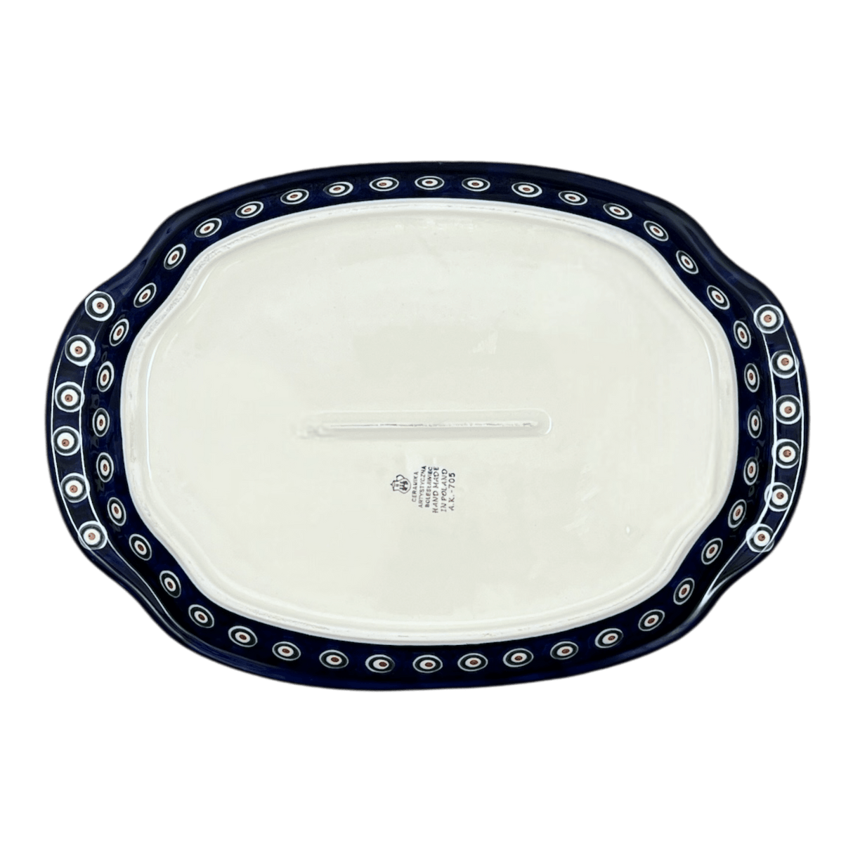 Tray, Oval, Handles, 10.75" x 15.25" in "Peacock Pine" by Ceramika Artystyczna | A684-366X