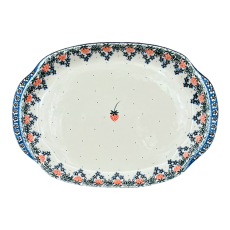 Tray, Oval, Handles, 10.75" x 15.25" in "Strawberry Patch" by Ceramika Artystyczna | A684-721X