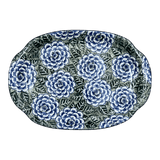 Tray, Oval, Handles, 10.75" x 15.25" in "Blue Dahlia" by Ceramika Artystyczna | A684-U1473