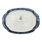 Tray, Oval, Handles, 10.75" x 15.25" in "Blue Dahlia" by Ceramika Artystyczna | A684-U1473