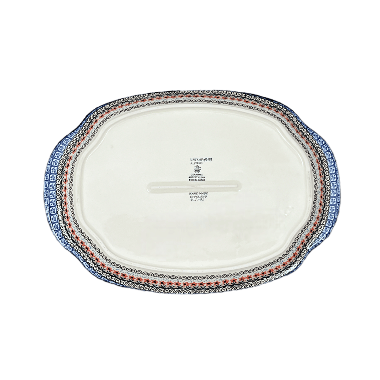 Tray, Oval, Handles, 10.75" x 15.25" in "Butterfly Parade" by Ceramika Artystyczna | A684-U1493