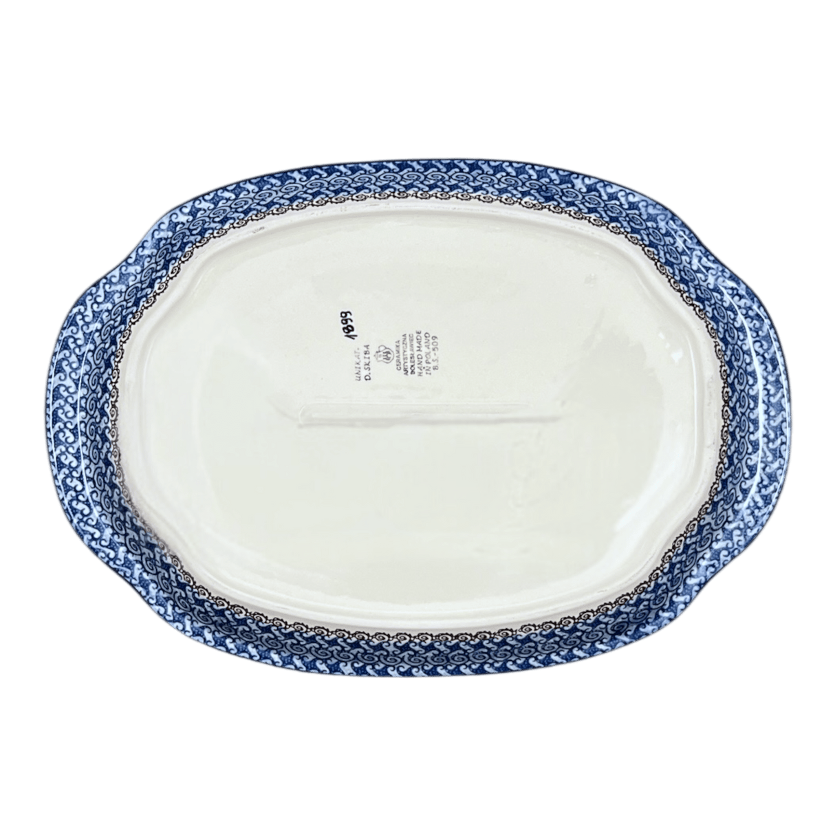 Tray, Oval, Handles, 10.75" x 15.25" in "Poseidon's Treasure" by Ceramika Artystyczna | A684-U1899