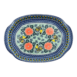 Tray, Oval, Handles, 10.75" x 15.25" in "Regal Roosters" by Ceramika Artystyczna | A684-U2617