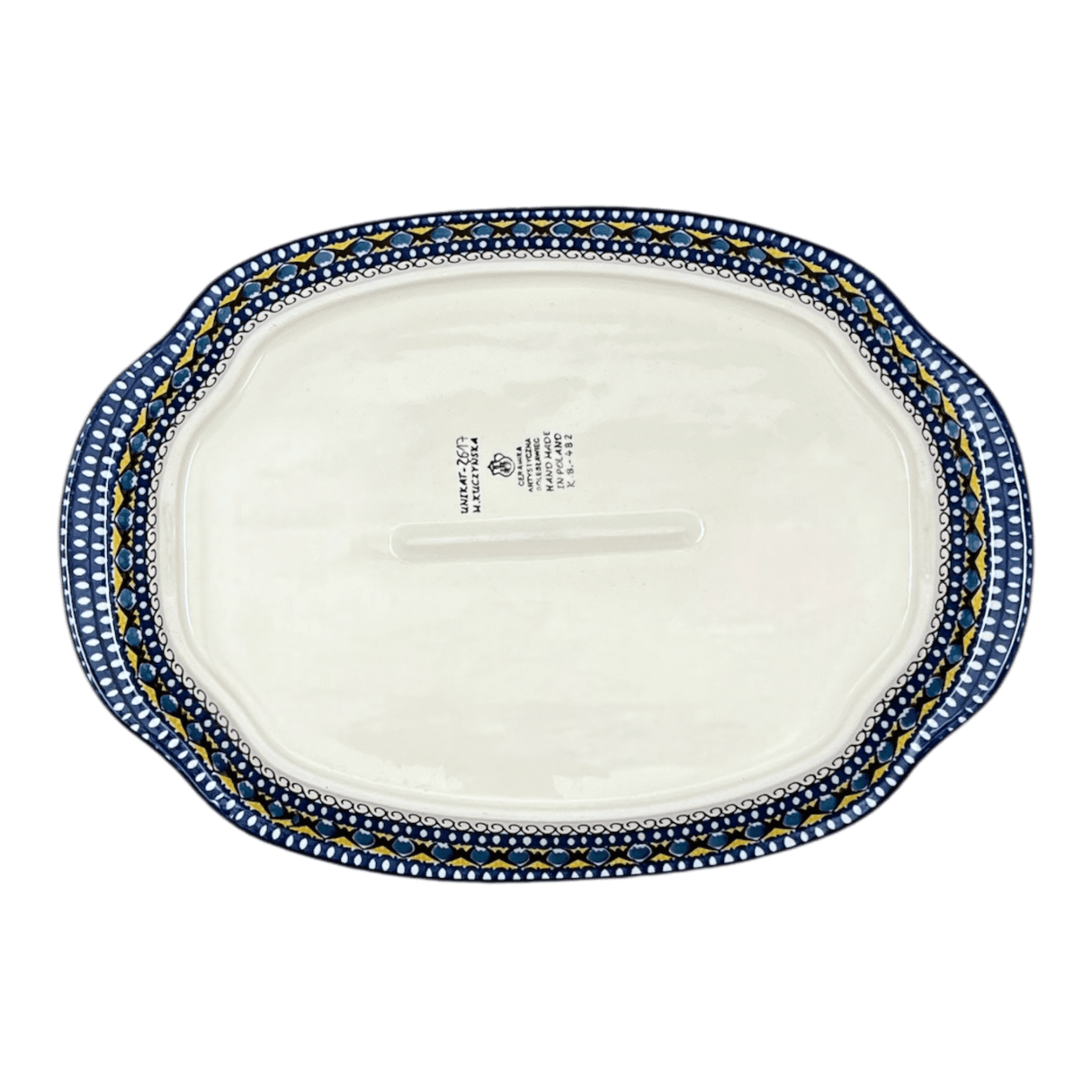 Tray, Oval, Handles, 10.75" x 15.25" in "Regal Roosters" by Ceramika Artystyczna | A684-U2617