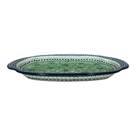 Tray, Oval, Handles, 10.75" x 15.25" in "Green Goddess" by Ceramika Artystyczna | A684-U408A