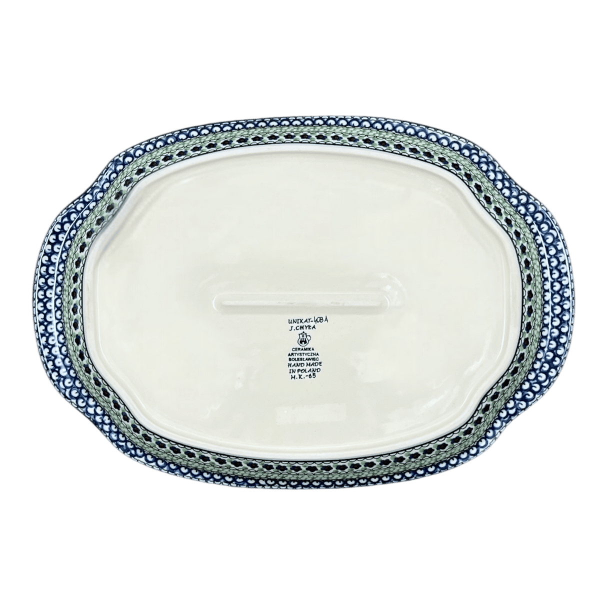 Tray, Oval, Handles, 10.75" x 15.25" in "Green Goddess" by Ceramika Artystyczna | A684-U408A