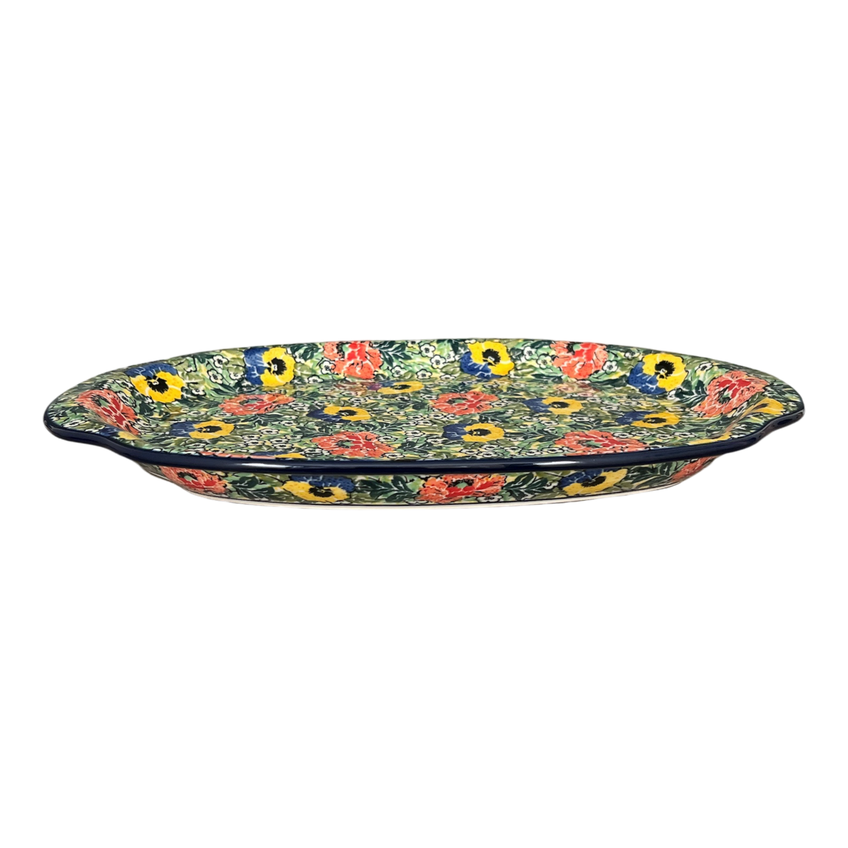 Tray, Oval, Handles, 10.75" x 15.25" in "Tropical Love" by Ceramika Artystyczna | A684-U4705