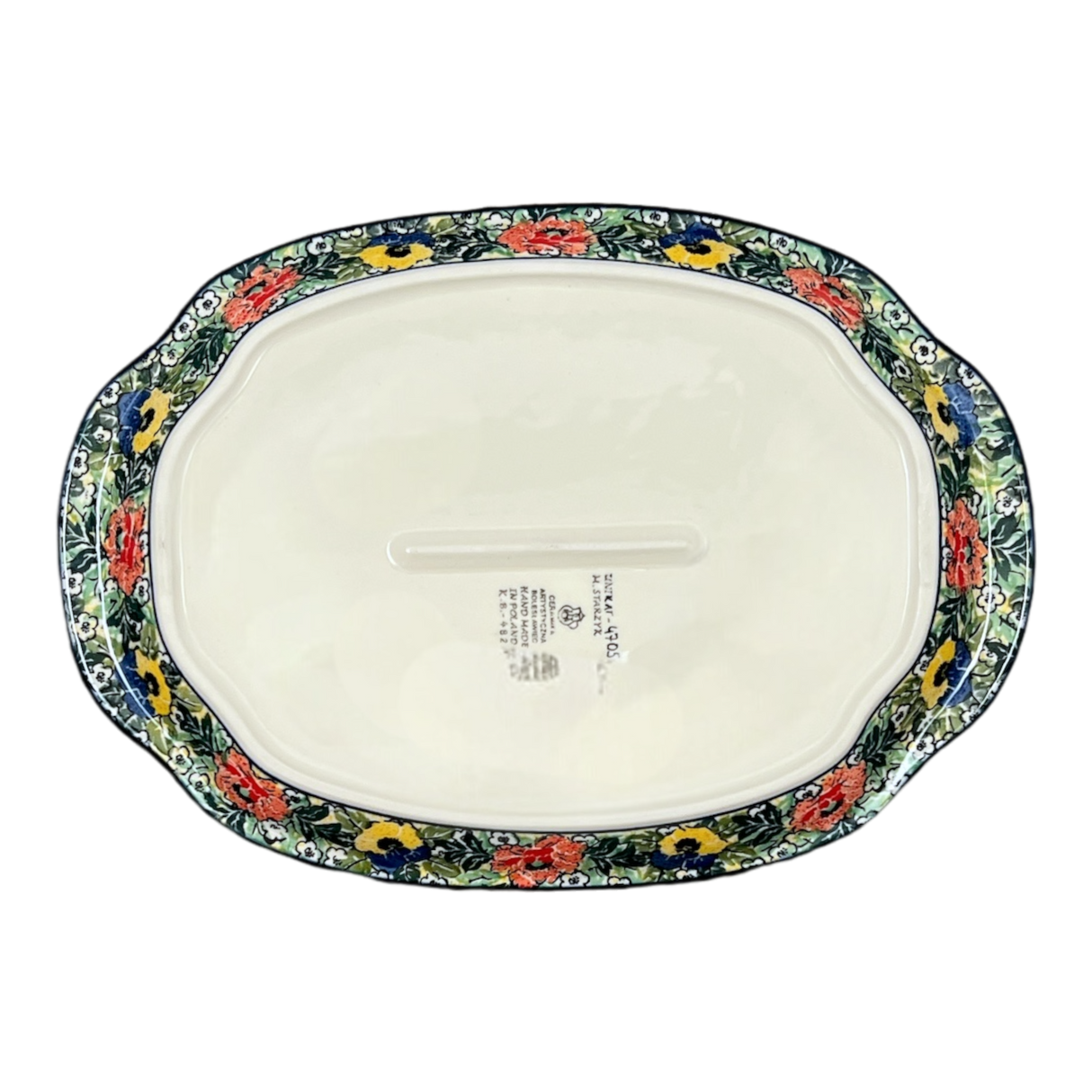 Tray, Oval, Handles, 10.75" x 15.25" in "Tropical Love" by Ceramika Artystyczna | A684-U4705