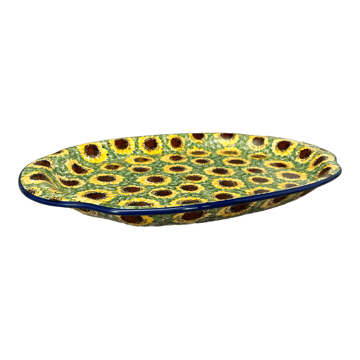 Tray, Oval, Handles, 10.75" x 15.25" in "Sunflower Field" by Ceramika Artystyczna | A684-U4737