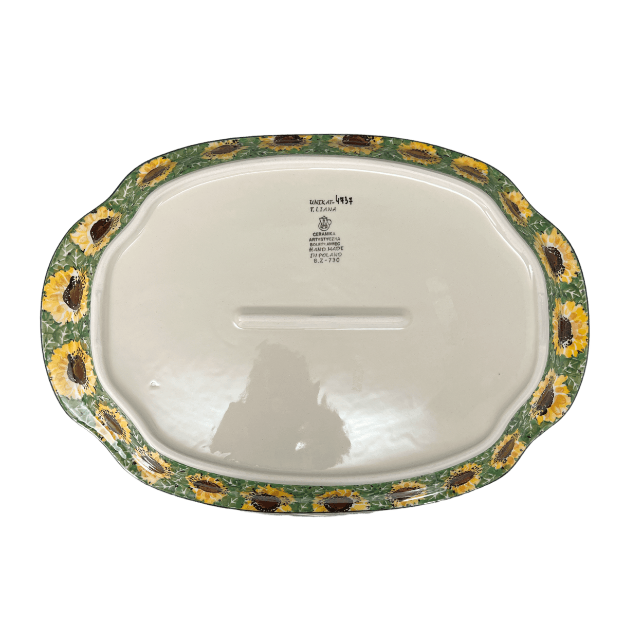 Tray, Oval, Handles, 10.75" x 15.25" in "Sunflower Field" by Ceramika Artystyczna | A684-U4737