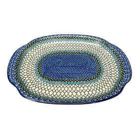 Polish Pottery CA 10.75" x 15.25" Oval Tray with Handles (Mediterranean Waves) | A684-U72 Additional Image at PolishPotteryOutlet.com