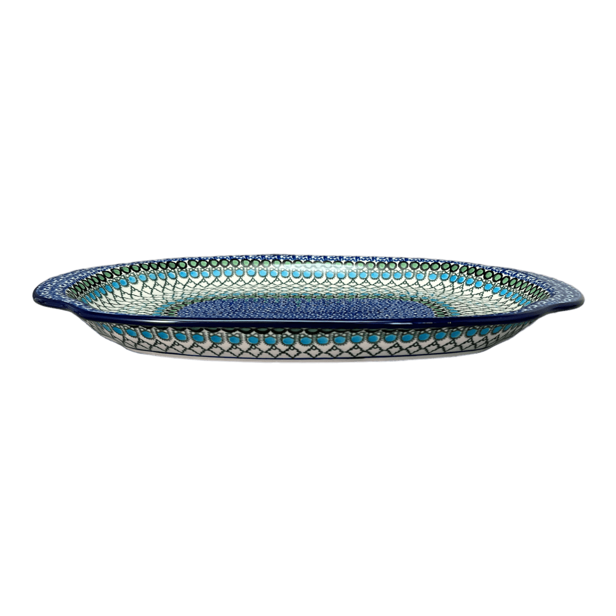 Tray, Oval, Handles, 10.75" x 15.25" in "Mediterranean Waves" by Ceramika Artystyczna | A684-U72