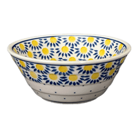 A picture of a Polish Pottery Ridged 5.5" Bowl (Sunny Circle) | A696-0215 as shown at PolishPotteryOutlet.com/products/ridged-5-5-bowl-sunny-circle-a696-0215