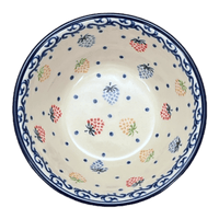 A picture of a Polish Pottery CA 5.5" Ridged Bowl (Mixed Berries) | A696-1449X as shown at PolishPotteryOutlet.com/products/5-5-ridged-bowl-mixed-berries-a696-1449x
