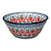 A picture of a Polish Pottery CA 5.5" Ridged Bowl (Rosie's Garden) | A696-1490X as shown at PolishPotteryOutlet.com/products/5-5-ridged-bowl-rosies-garden-a696-1490x