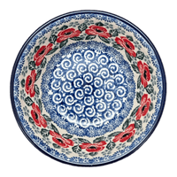 A picture of a Polish Pottery CA 5.5" Ridged Bowl (Rosie's Garden) | A696-1490X as shown at PolishPotteryOutlet.com/products/5-5-ridged-bowl-rosies-garden-a696-1490x