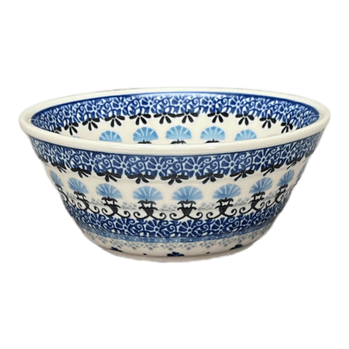 Bowl, Round, Ridged, 5.5" in "Blue Fan Dance" by Ceramika Artystyczna | A696-1981X