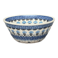 A picture of a Polish Pottery CA 5.5" Ridged Bowl (Blue Fan Dance) | A696-1981X as shown at PolishPotteryOutlet.com/products/5-5-ridged-bowl-blue-fan-dance-a696-1981x