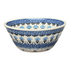 Polish Pottery CA 5.5" Ridged Bowl (Blue Fan Dance) | A696-1981X at PolishPotteryOutlet.com