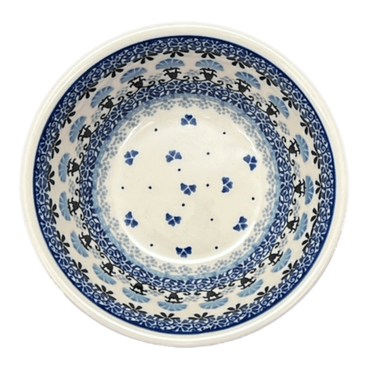 Bowl, Round, Ridged, 5.5" in "Blue Fan Dance" by Ceramika Artystyczna | A696-1981X